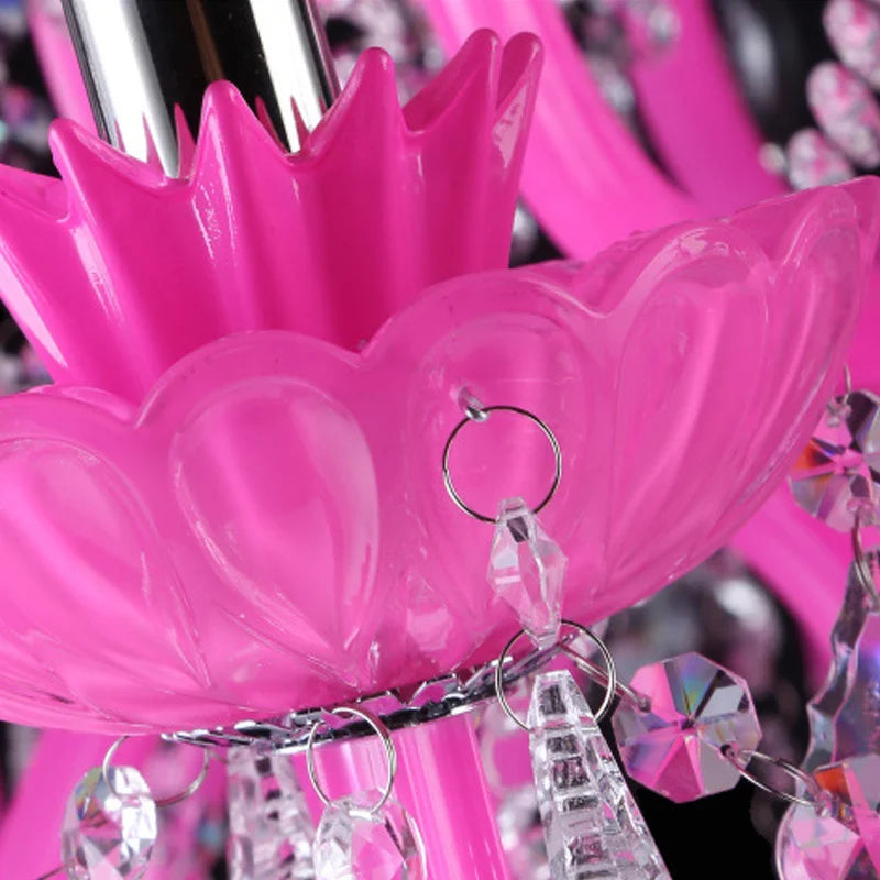 Afralia™ Pink Crystal Chandelier for Princess Room Decor