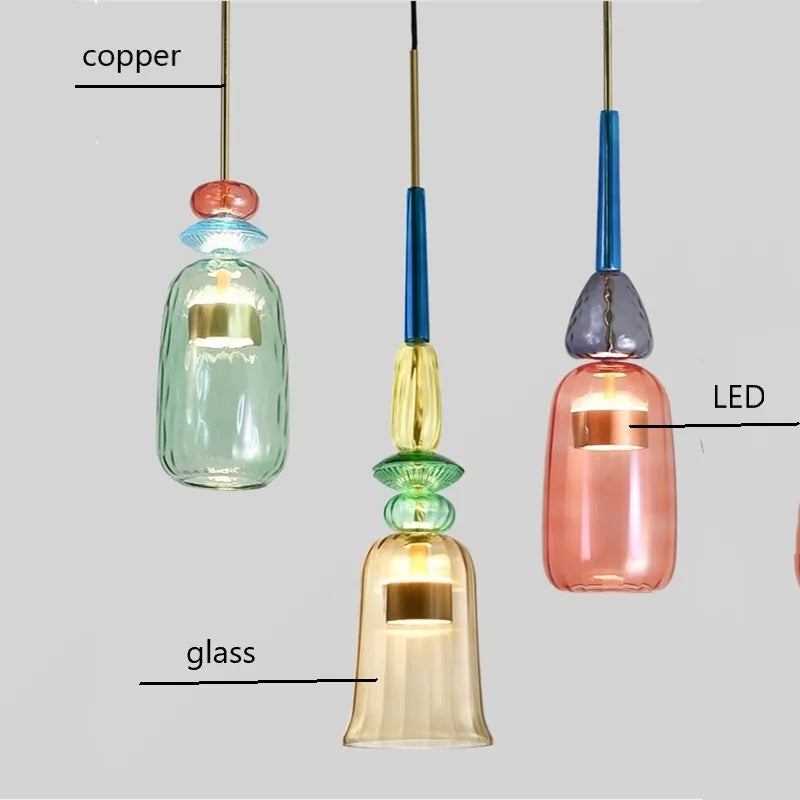 Afralia™ Nordic Glass Candy Pendant Lights for Modern Living Room, Bedroom & Children's Room