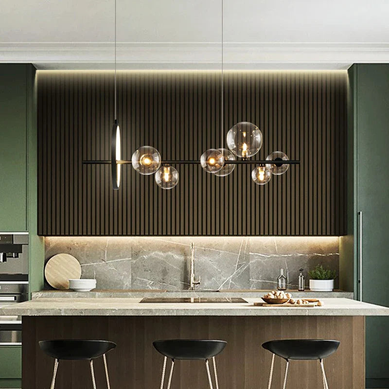 Afralia™ Glass Ball Chandeliers: Luxury LED Nordic Pendant Lights for Coffee Shop, Restaurant, Bar