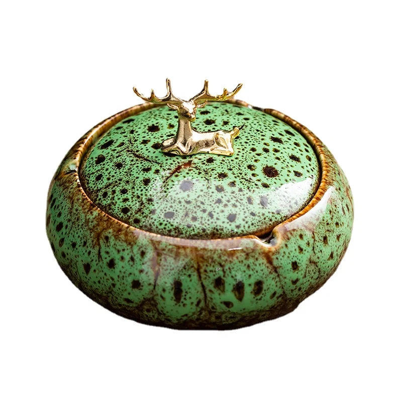 Ceramic Ashtray with Lid for Living Room, Home Decor Afralia™ Gift