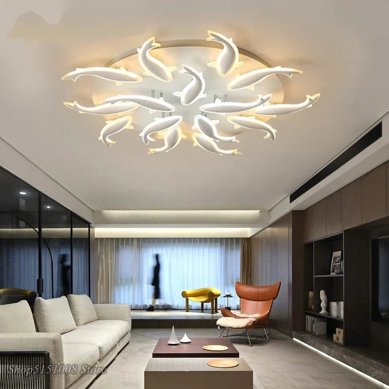 Afralia™ Minimalist Fish LED Ceiling Light for Living Room and Bedroom