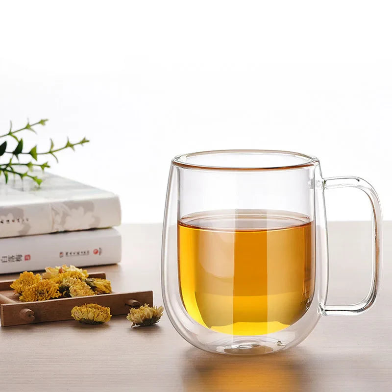 Afralia™ Double Wall Glass Kungfu Tea Coffee Mug