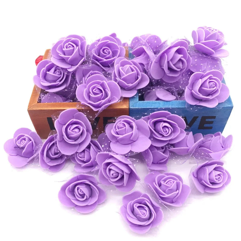 Afralia™ Handmade Foam Rose Flower Heads | 100Pcs Wedding Craft Decoration