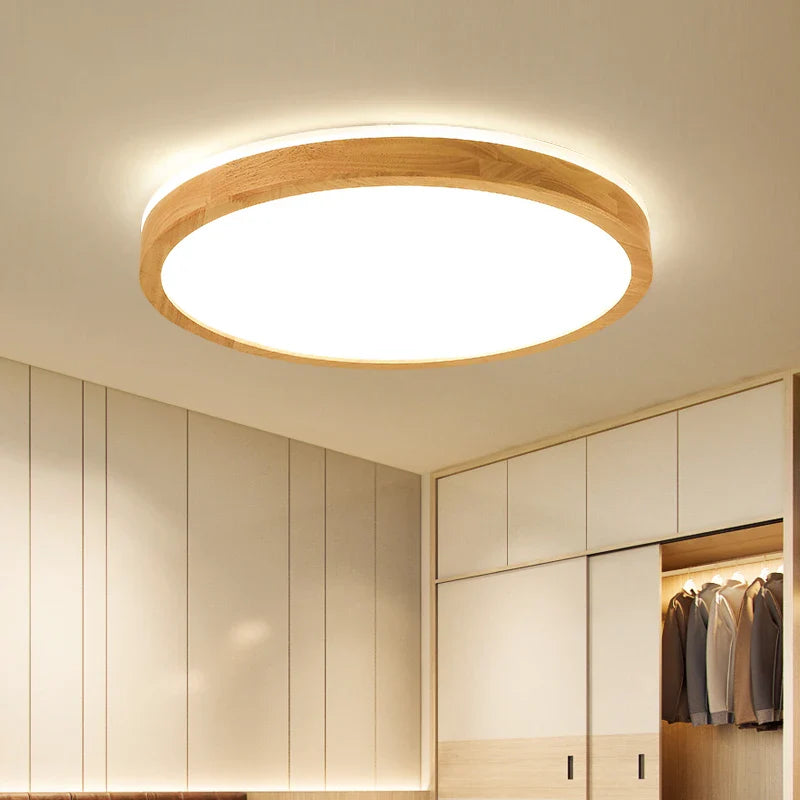 Afralia™ Nordic Wood Ceiling Light Ultra-thin LED Modern Bedroom Lamp