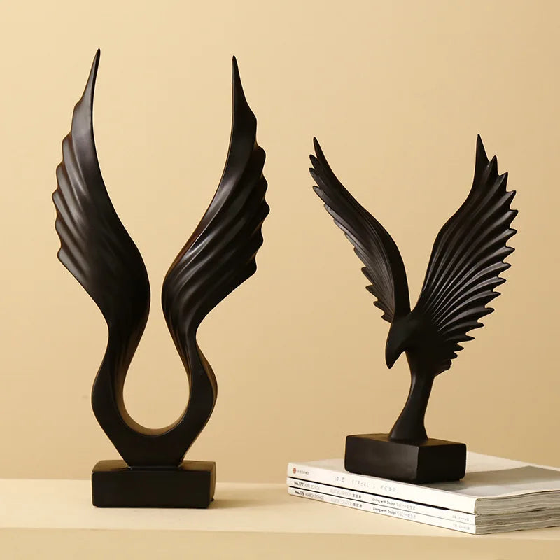 Afralia™ Angel Wings Sculpture: Nordic Modern Abstract Resin Home Decor Artware