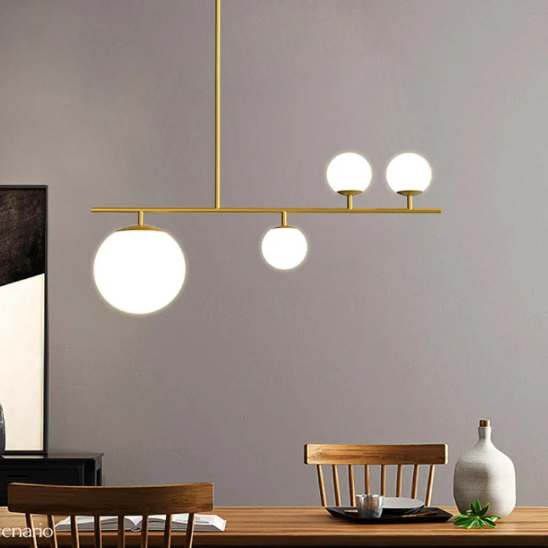 Afralia™ Nordic Black Golden Glass Chandelier for Living Dining Bedroom Foyer Elegance