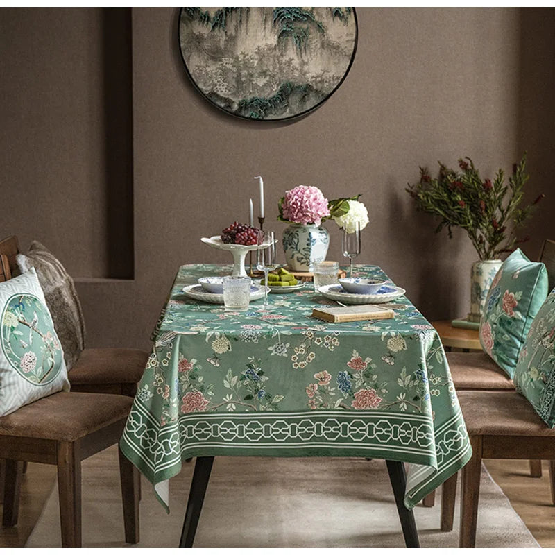 Afralia™ Velvet Table Cover - Chinese Patterns Luxury Decor for Kitchen Dinning Tabletop