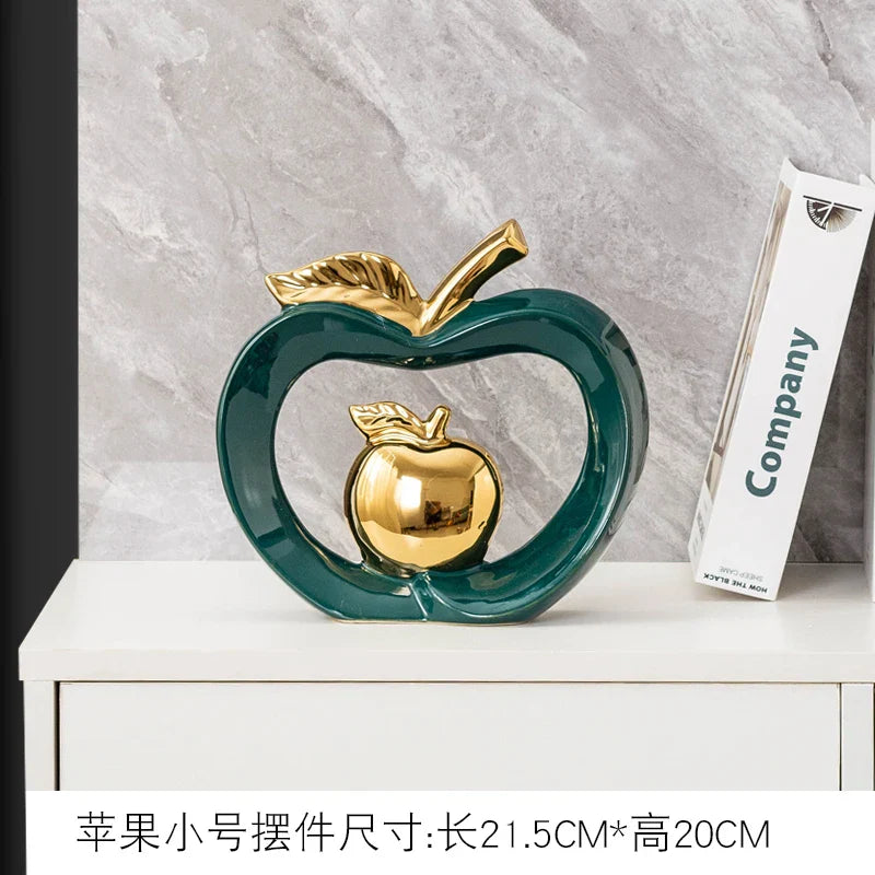 Afralia™ Gold-plated Ceramic Apple Storage Box for Home Decor and Organization