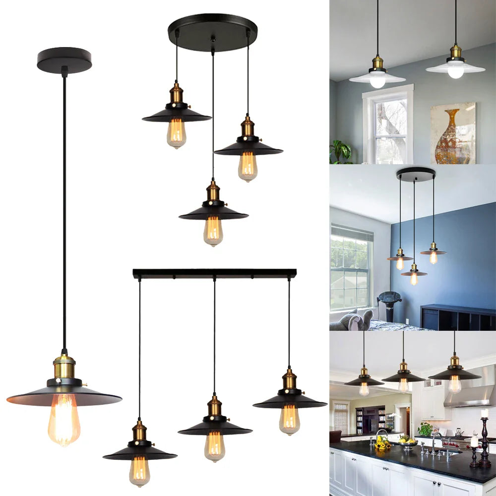 Afralia™ Retro Industrial Pendant Chandelier LED Ceiling Lamps for Kitchen Living Room