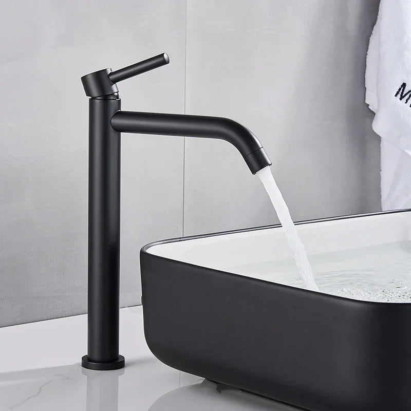 Afralia™ Black Deck Mounted Basin Mixer Tap | Hot Cold Water Faucet for Bathroom Basin