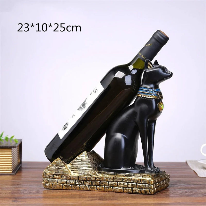 Afralia™ Egyptian Cat God Wine Bottle Holder Figurine: Nordic Style Home Decor & Gift