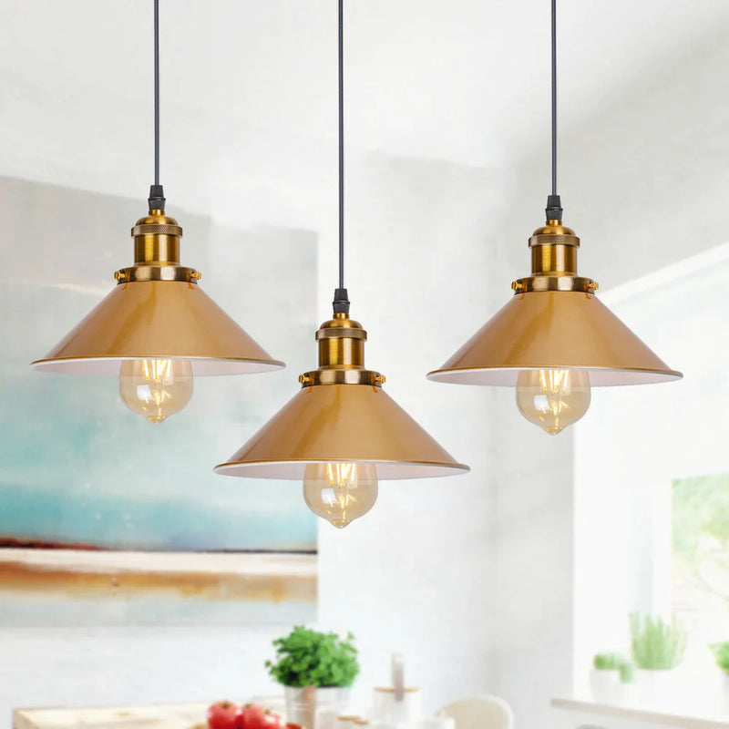 Afralia™ Gold Vintage Industrial Pendant Lamp for Modern Restaurant Living Room