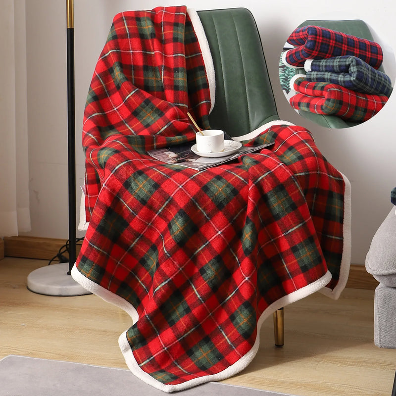 Afralia™ Cozy Coral Fleece Plaid Blanket - Soft & Warm Flannel Bedspread