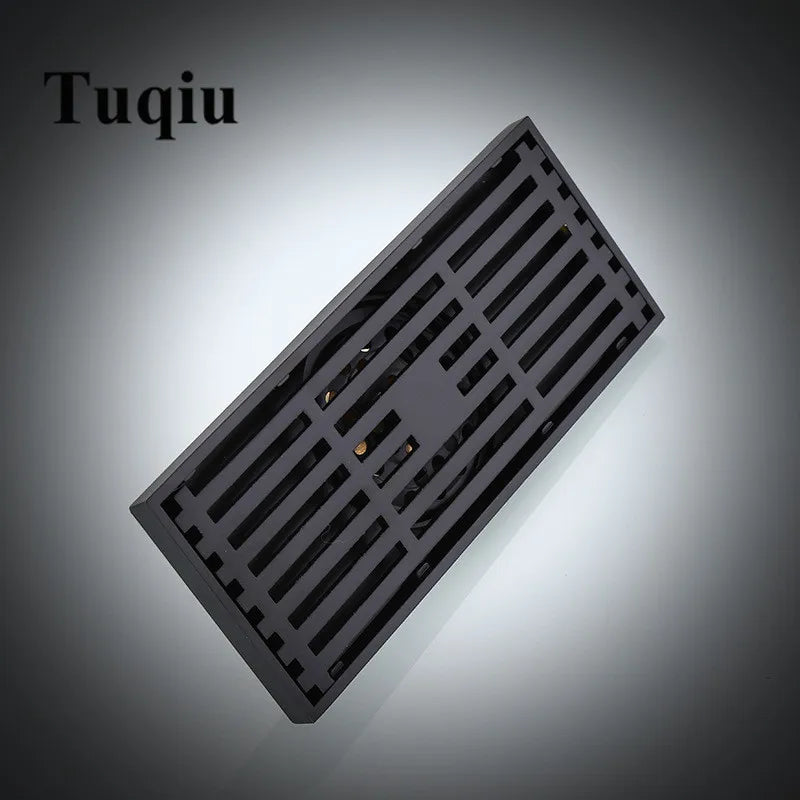 Afralia™ Square Black Stainless Steel Shower Floor Drain Strainer 10x10cm