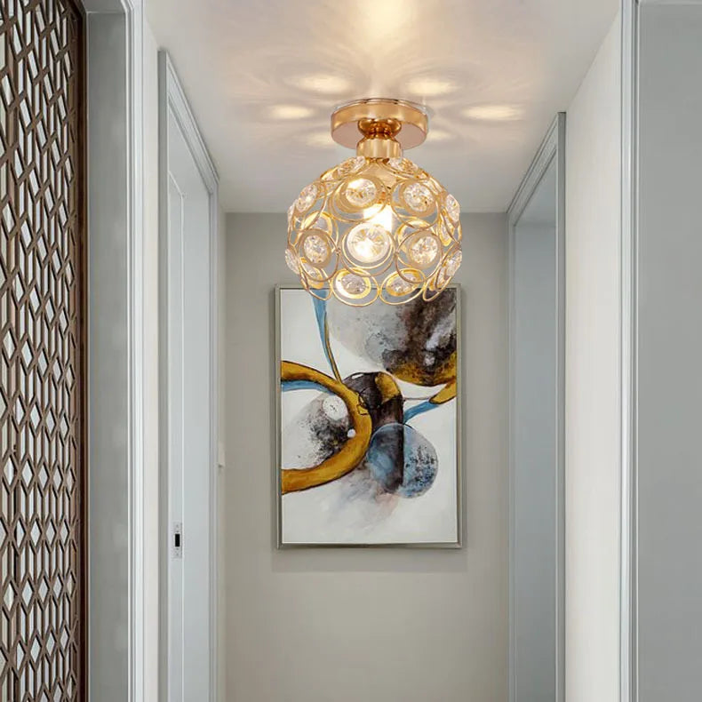 Afralia™ Nordic Crystal LED Ceiling Light Luxury Modern Round Square Aisle Downlight