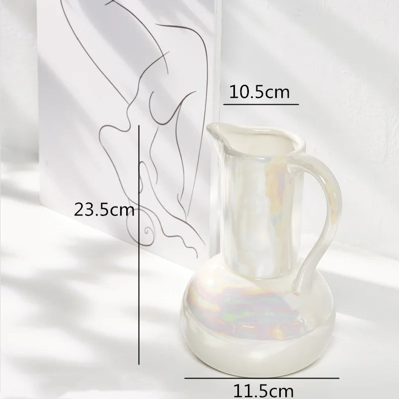 Afralia™ Ceramic Shell Vase - White Gloss - Abstract Irregular Design for Home Decor