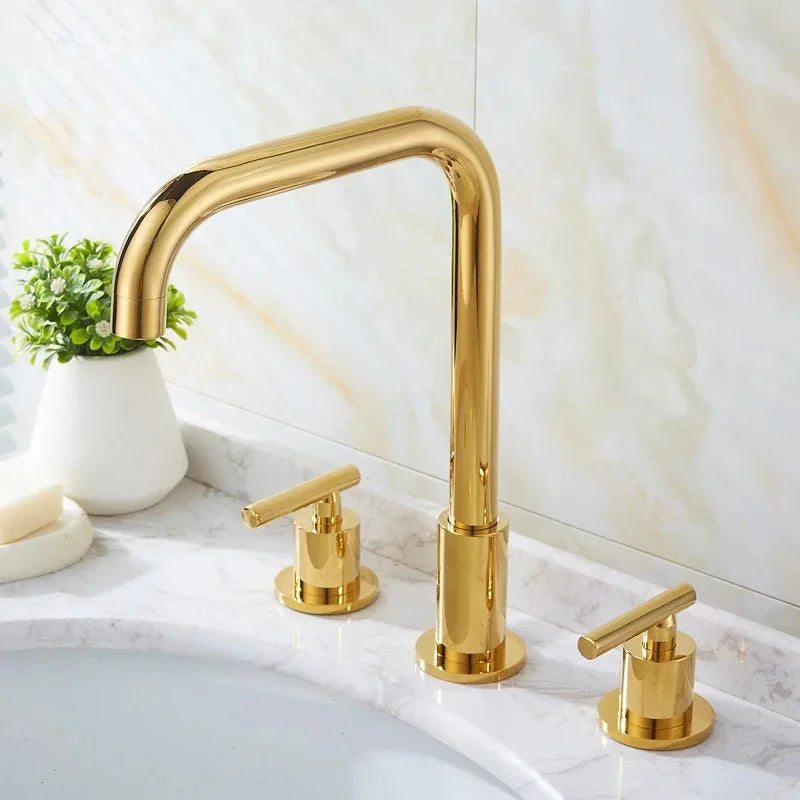 Afralia™ Luxury Gold, Black, and Chrome Basin Faucet - Hot Cold Mixer for Bathroom Sink