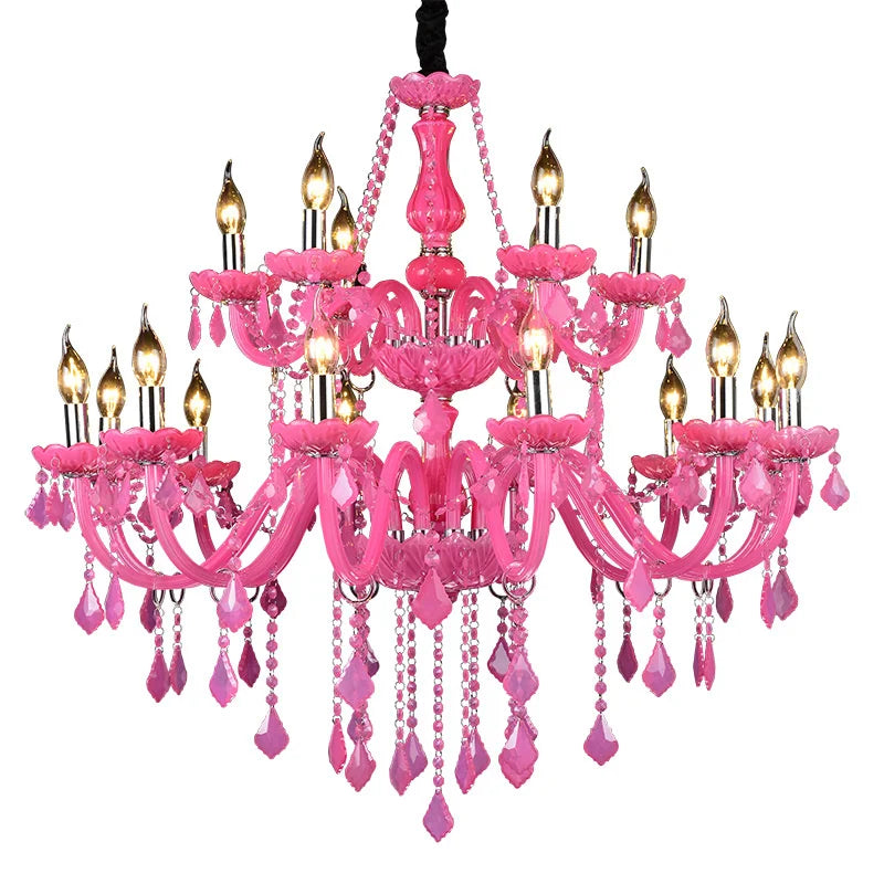 Afralia™ Pink Crystal Chandelier Pendant Lights for Dining, Bedroom, Living Room & KTV