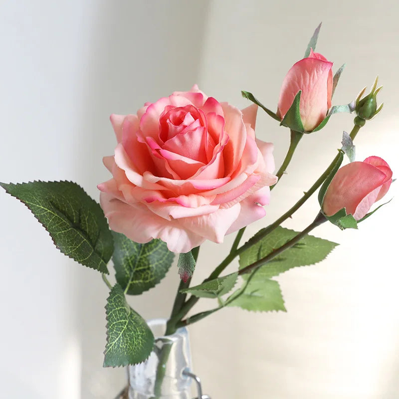 Afralia™ Rose Bud & Flower Artificial Plant Home Wedding Decoration Green Potted Plant