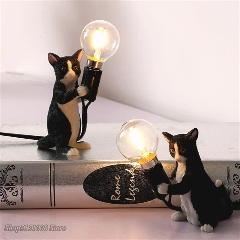 Afralia™ Cat Resin Table Lamp for Children's Bedroom Decor