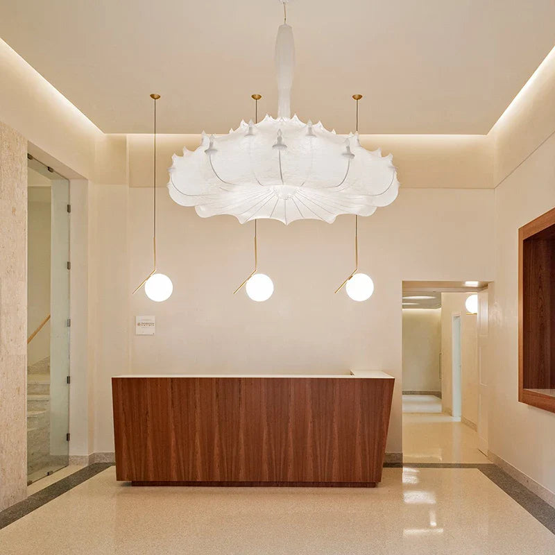 Afralia™ Zeppelin Silk Chandelier: Hand-Woven Modern Japanese Country Style Dining Room Lamp