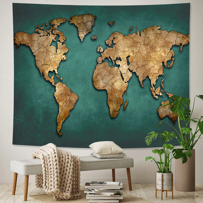 Nautical Map Home Art Tapestry by Afralia™ - Bohemian Wall Decor & Sofa Blanket