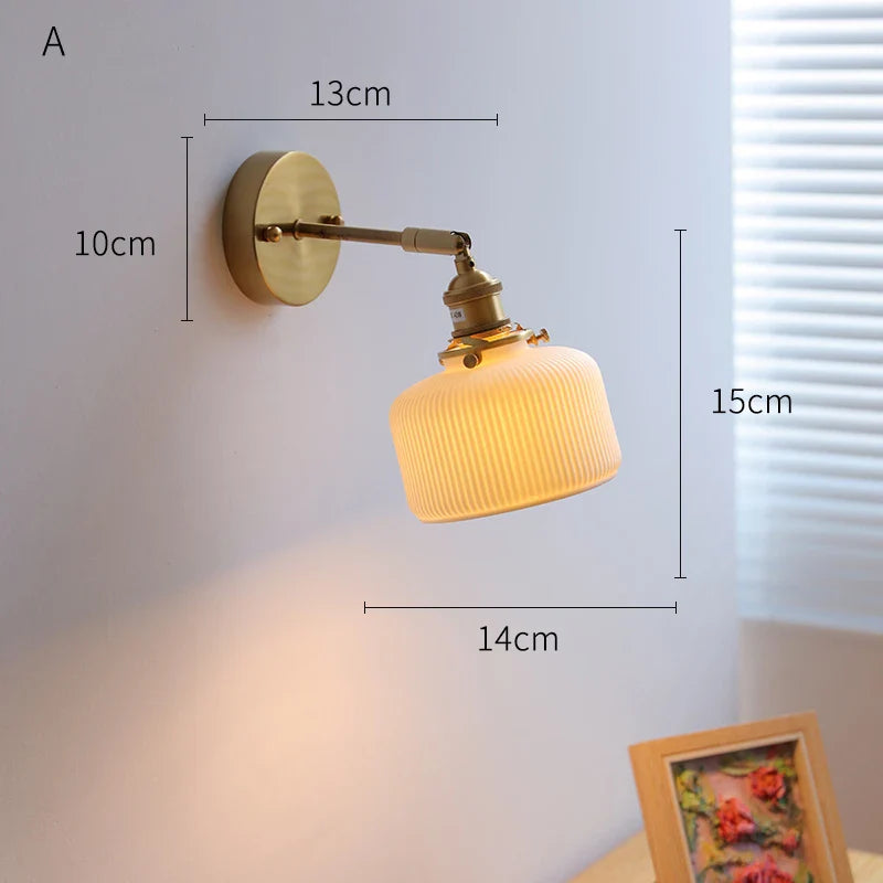 Afralia™ LED Ceramic Wall Sconce with Knob Switch for Bedroom Bathroom Mirror Lighting