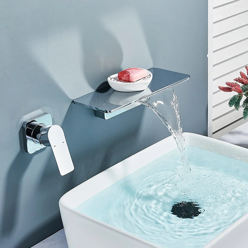 Afralia™ Matte Black Waterfall Tub Faucet Wall Mounted Mixer Tap