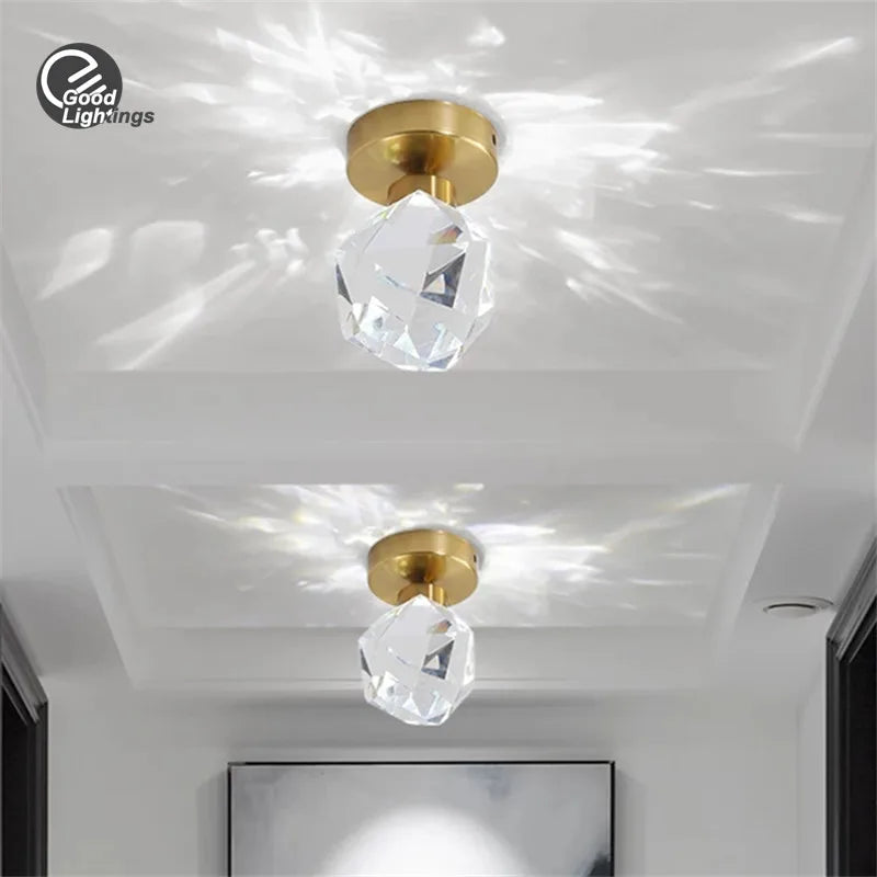 Afralia™ Crystal LED Ceiling Light Modern Gold Living Room Indoor Lighting Fixture