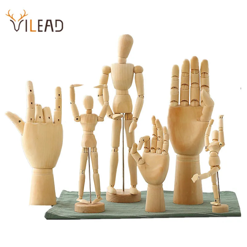 Afralia™ Rotatable Wood Hand Mannequin Artist Miniature Figurine Home Decor