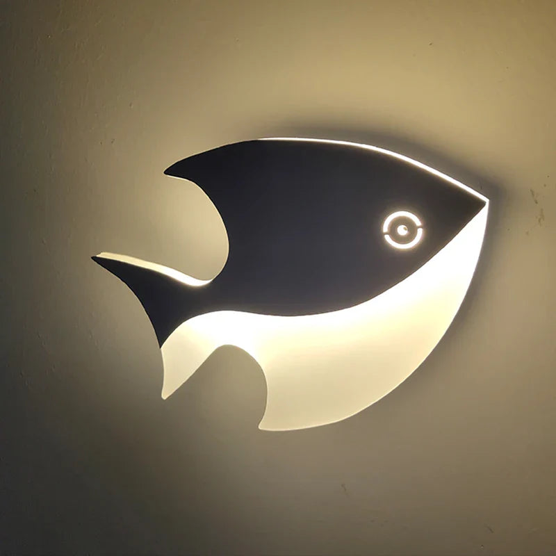 Afralia™ LED Fish Shape Wall Lamp Modern Creative Acrylic Decor for Indoor Spaces