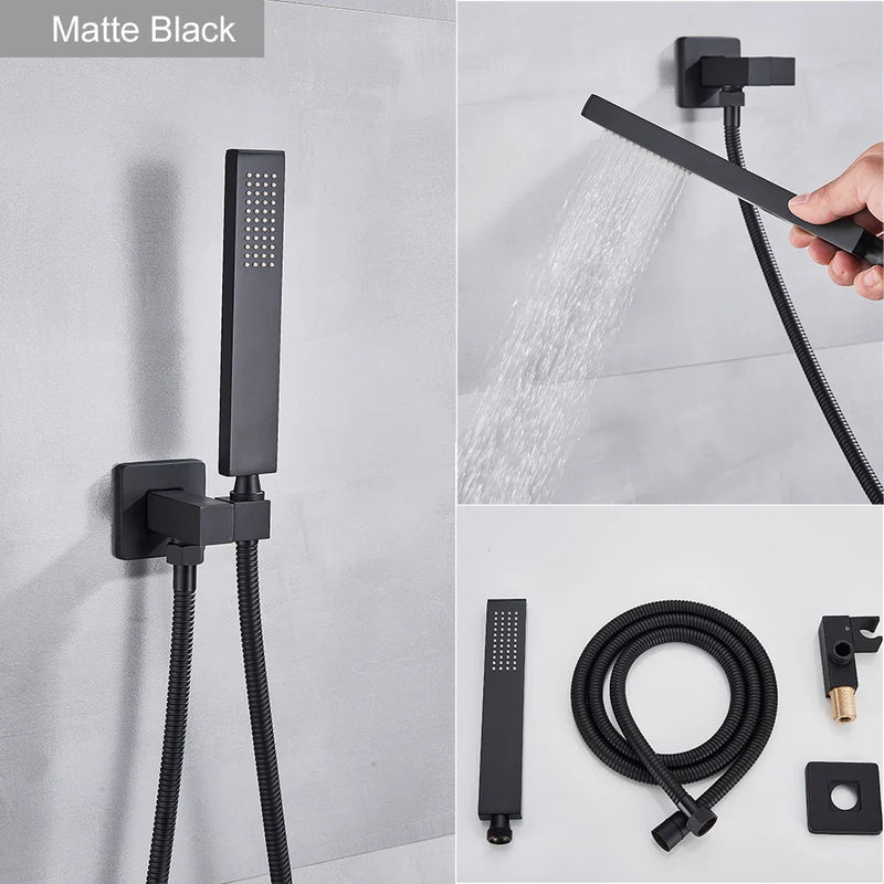 Afralia™ Black ABS Handshower Head with 150cm Stainless Hose - Wall Mounted Faucet Accessory