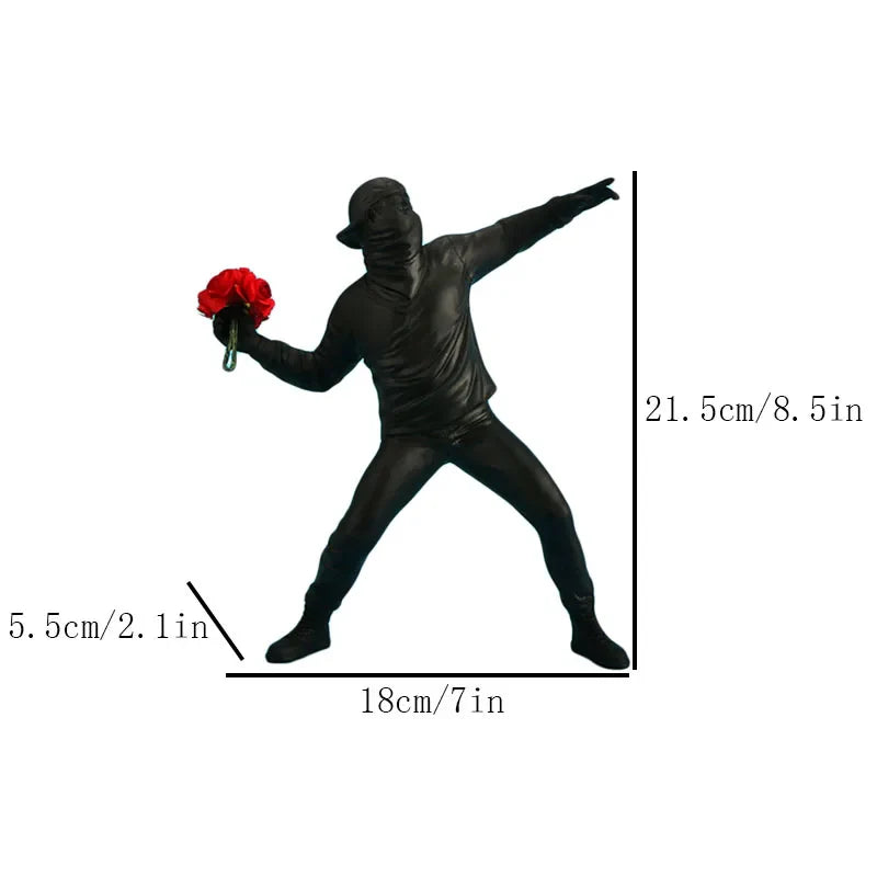 Afralia™ Bansky Flower Thrower Sculpture: Modern Office & Home Decor