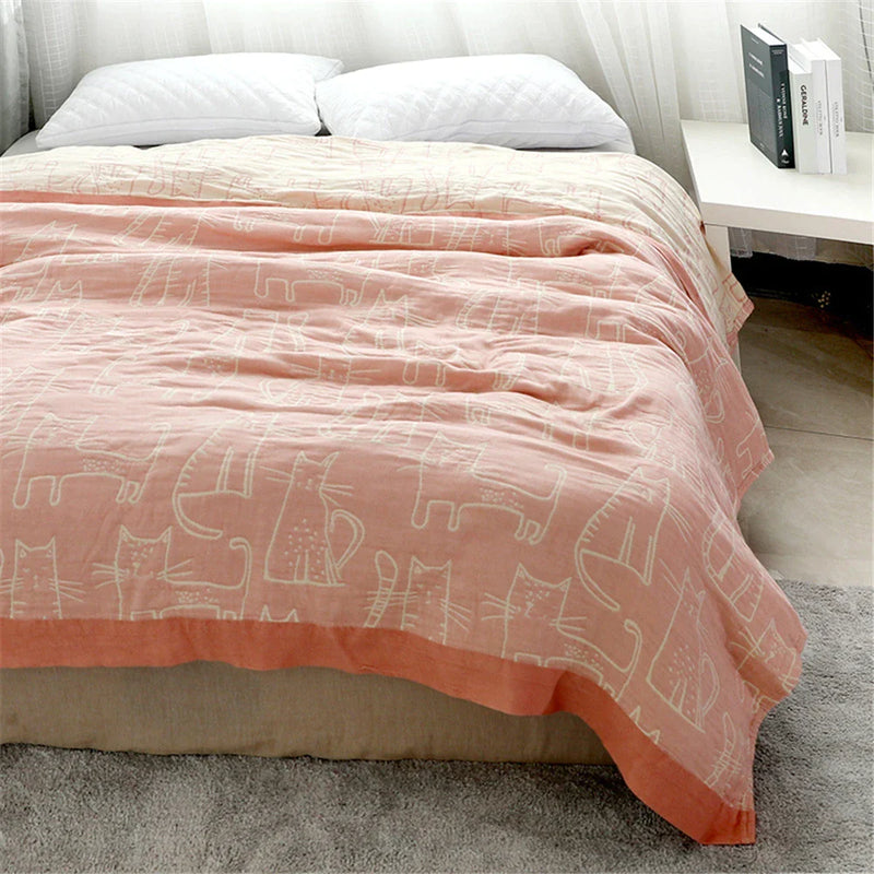 Afralia™ Japanese Summer Cotton Bamboo Blanket - High Quality Bedspread