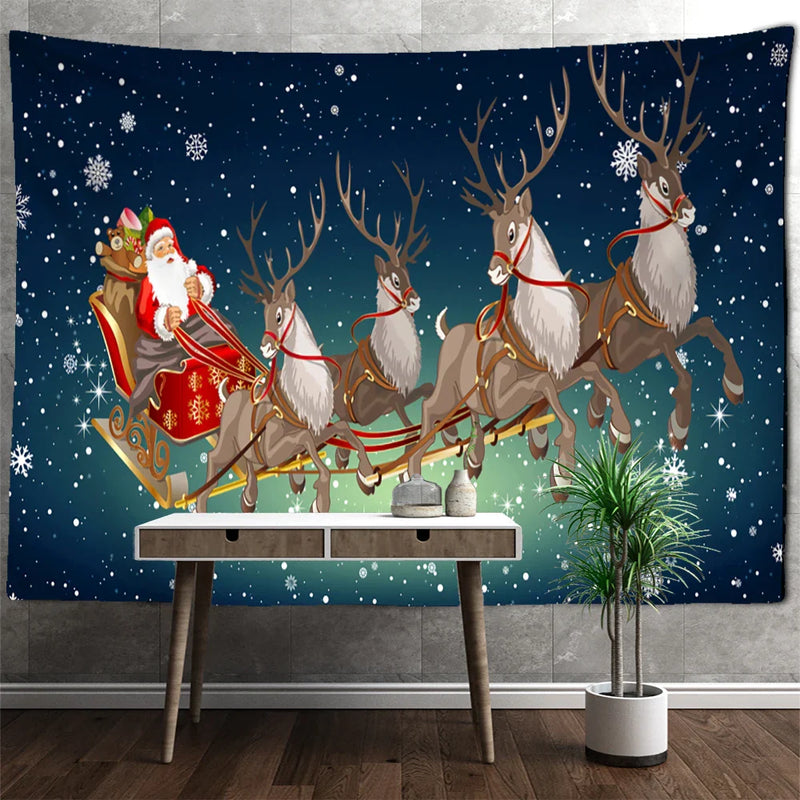 Afralia™ Christmas Santa Claus Tapestry: Holiday Decor Big Blanket Wall Hanging & Gift