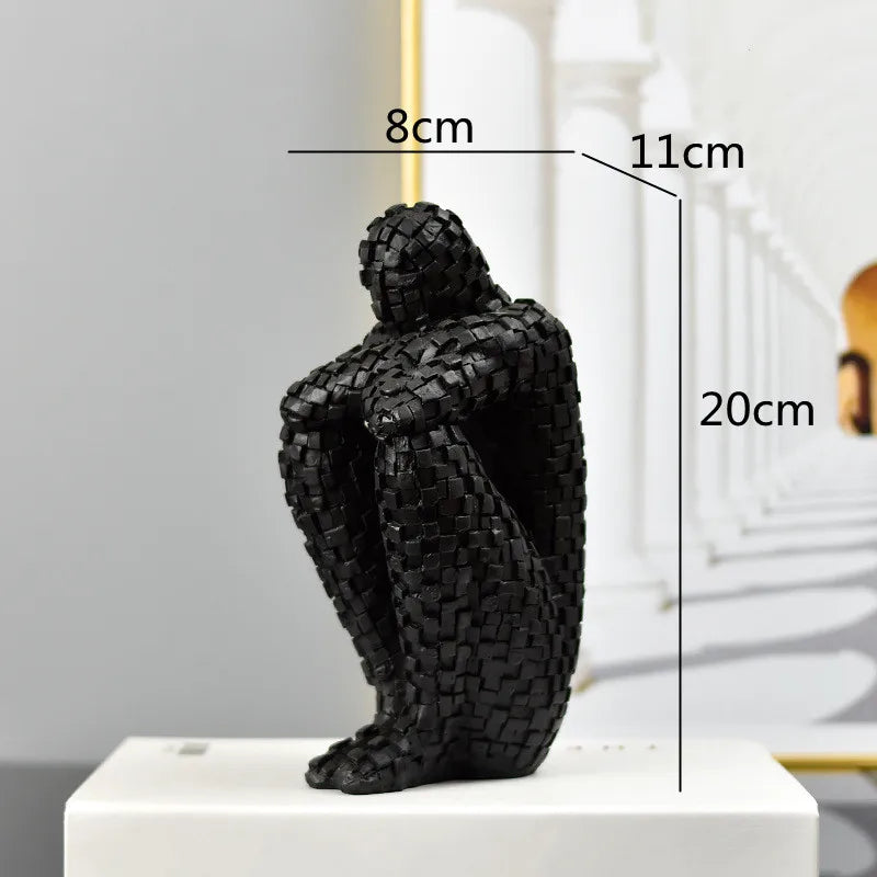 Afralia™ Golden Man Thinker Abstract Sculpture Statue for Home Decor