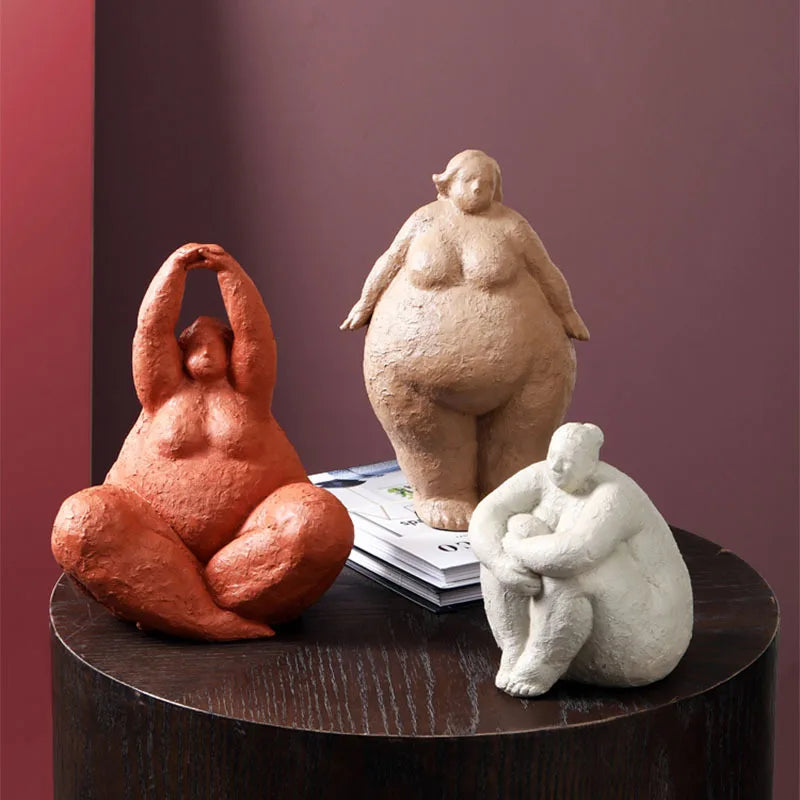 Afralia™ Resin Fat Lady Sculpture: Modern Yoga Figurine for Home Decor and Interior Design