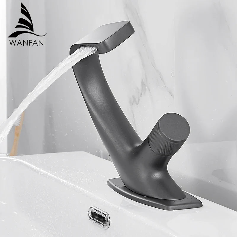 Afralia™ Matte Black Brass Bathroom Faucet Single Handle Mixer Tap
