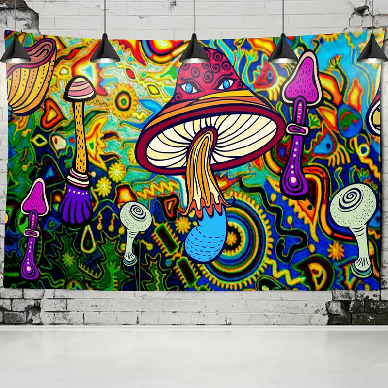 Afralia™ Mushroom Mandala Wall Hanging Tapestry - Bohemian Psychedelic Hippie Room Decor