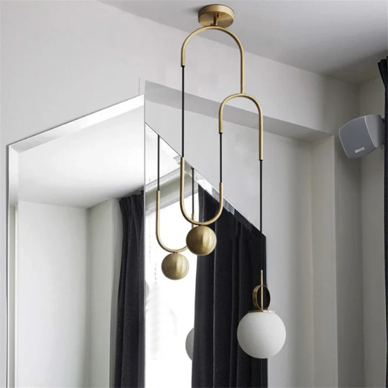 Afralia™ Stretchable Glass Ball Pendant Lamp for Bedroom Bedside, Industrial Design Hanging Light Fixtures