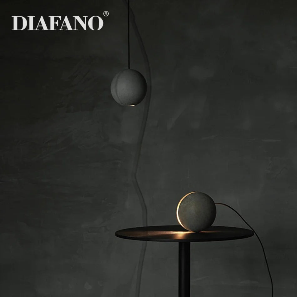 Afralia™ Cement Pendant Light | Nordic Design Moon Planet Hanging Lamp for Dining Room