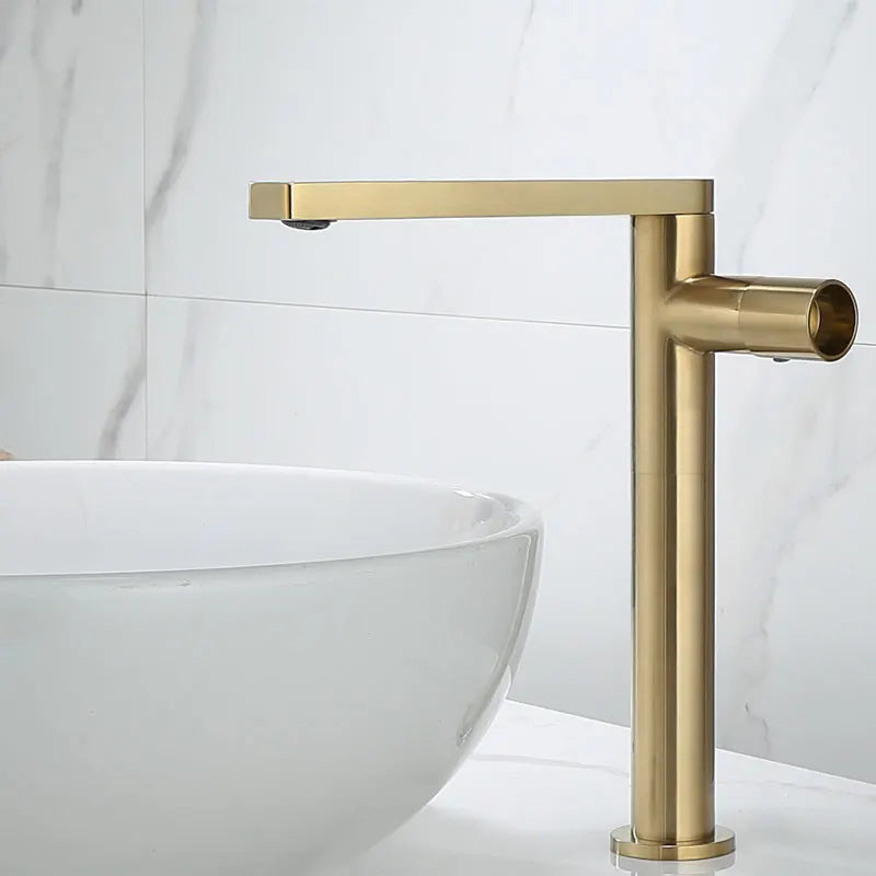 Gold Single Handle Bathroom Faucet by Afralia™ - Brass Basin Mixer Tap for Hot/Cold Water