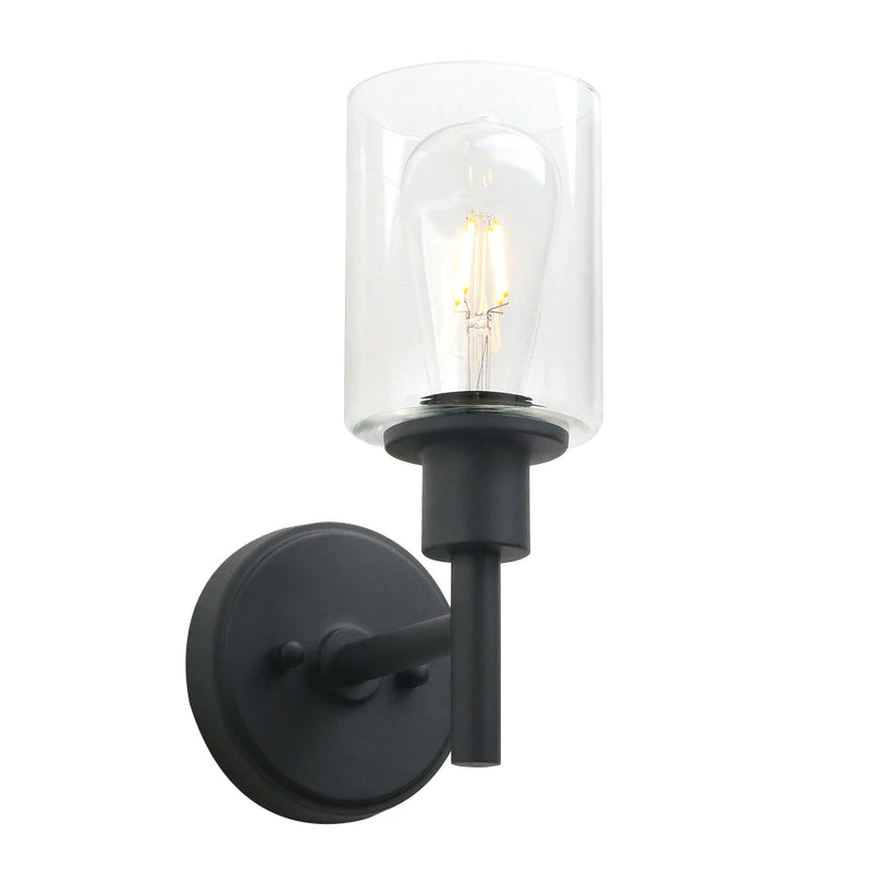 Afralia™ Matte Black Wall Sconce Light with Glass Shade