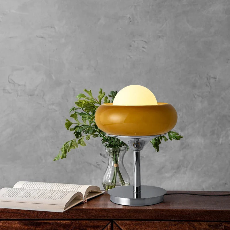 Afralia™ Glass Egg Tart Desk Lamp for Living Room Bedroom Office