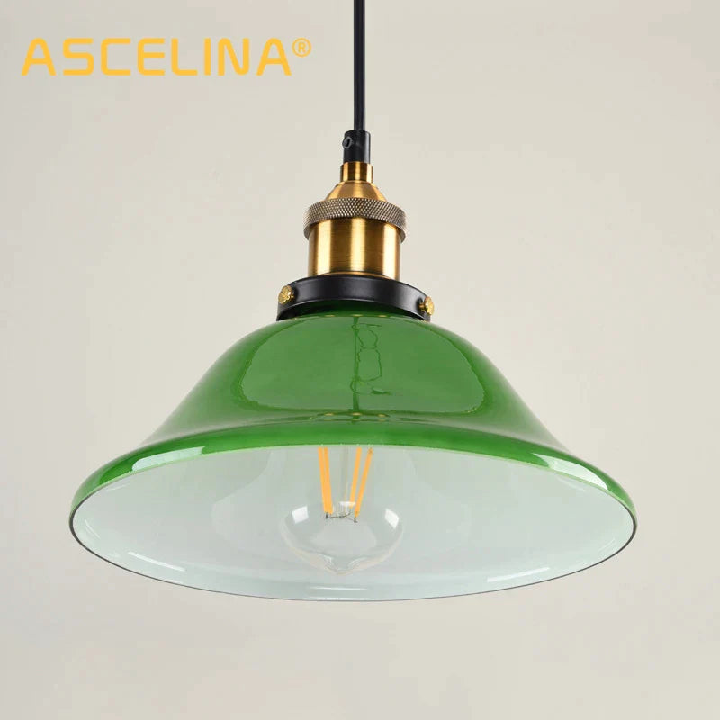 Afralia™ Green Glass Pendant Light: Nostalgic Industrial LED Edison Hanging Lamp for Restaurant & Coffee Shop