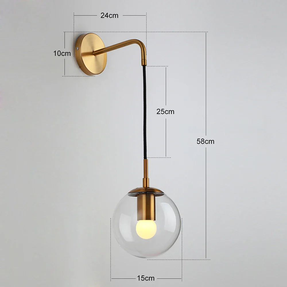 Afralia™ Loft Glass Ball Wall Lamps Retro Antique Indoor Lighting