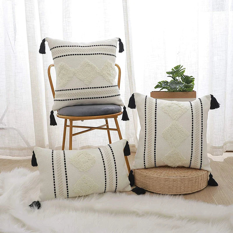 Afralia™ Tufted Tassel Cushion Cover Set for Stylish Home Décor