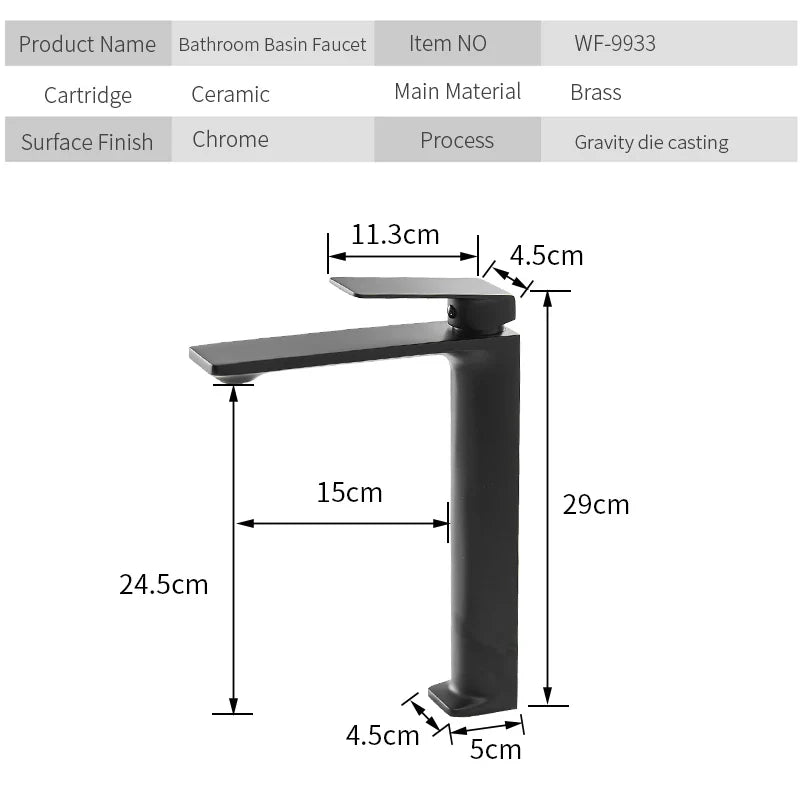 Afralia™ Black Single Handle Basin Faucet Deck Vintage Wash Hot Cold Mixer Tap