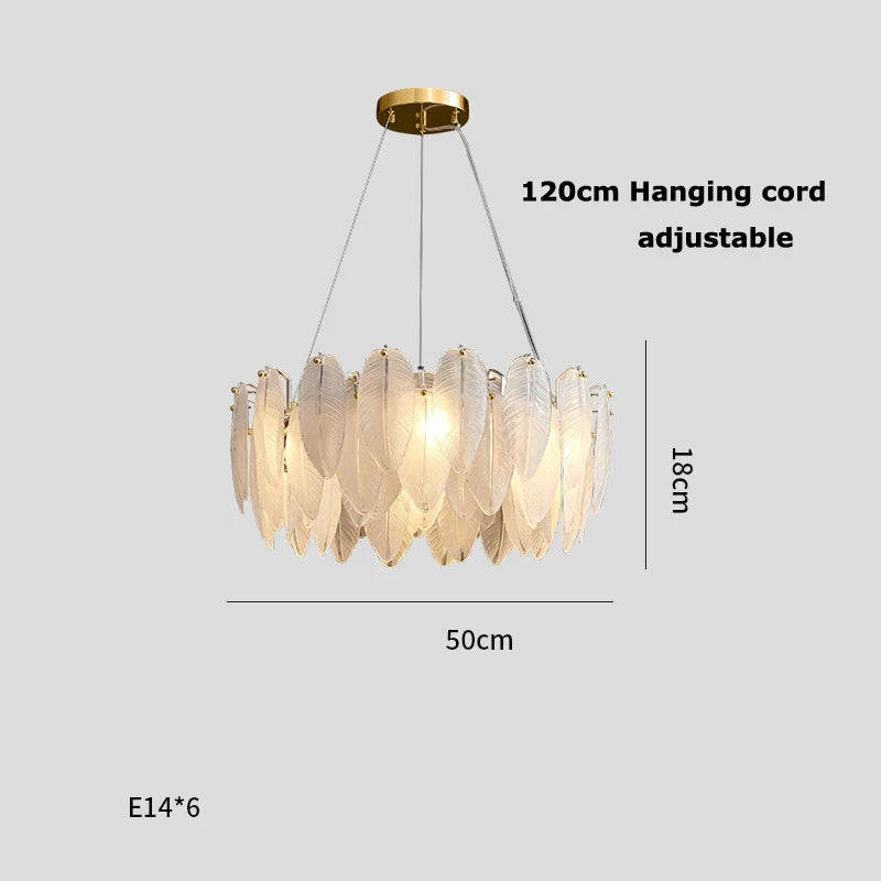 Afralia™ Silver Gold LED Feather Chandelier - Art Deco Round Pendant Light