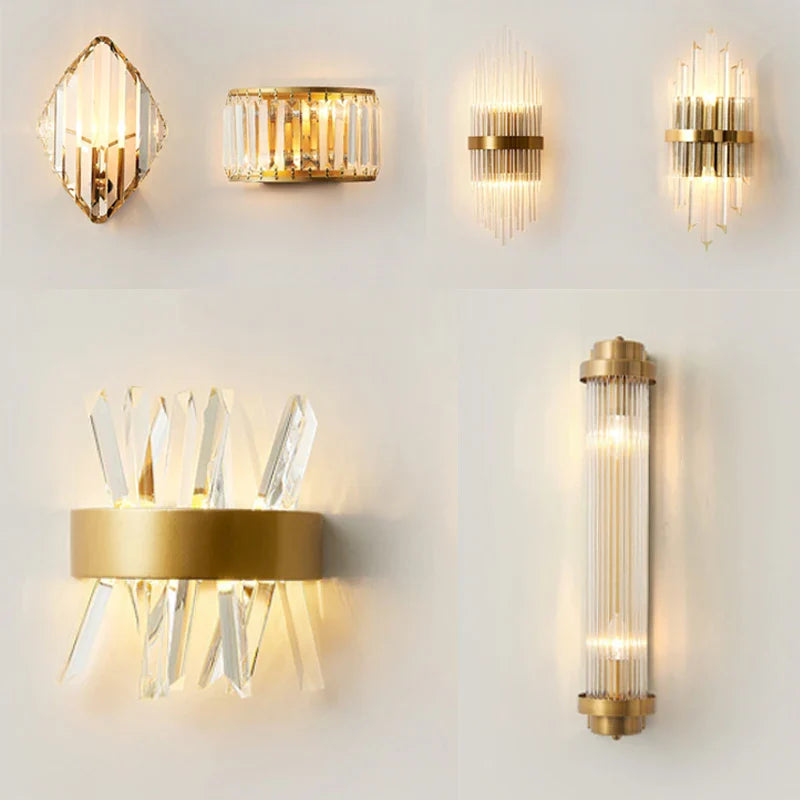 Afralia™ Nordic Crystal Wall Lamp for Living Room Bedroom Decor